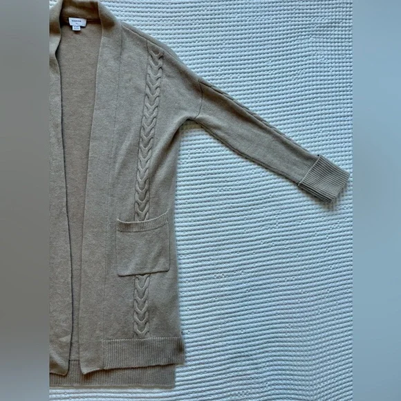 Seraphine Oatmeal 100% Wool Long Line Maternity Cardigan Sweater: XS/Small - Picture 3 of 9